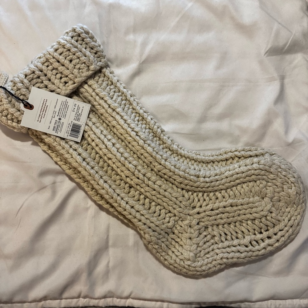 Hearth & Hand Magnolia Chunky Knit Christmas Stocking Cream Cable Knit 2022